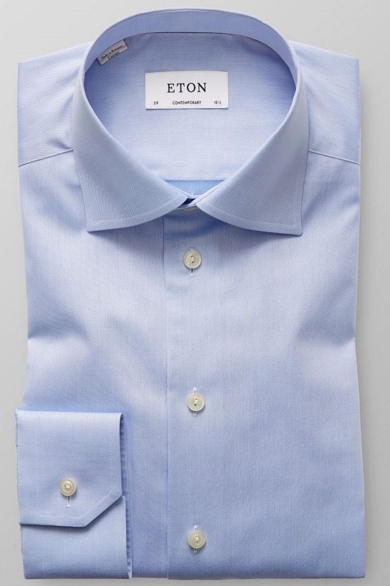 eton contemporary fit hemd , einfarbig hellblau uomo