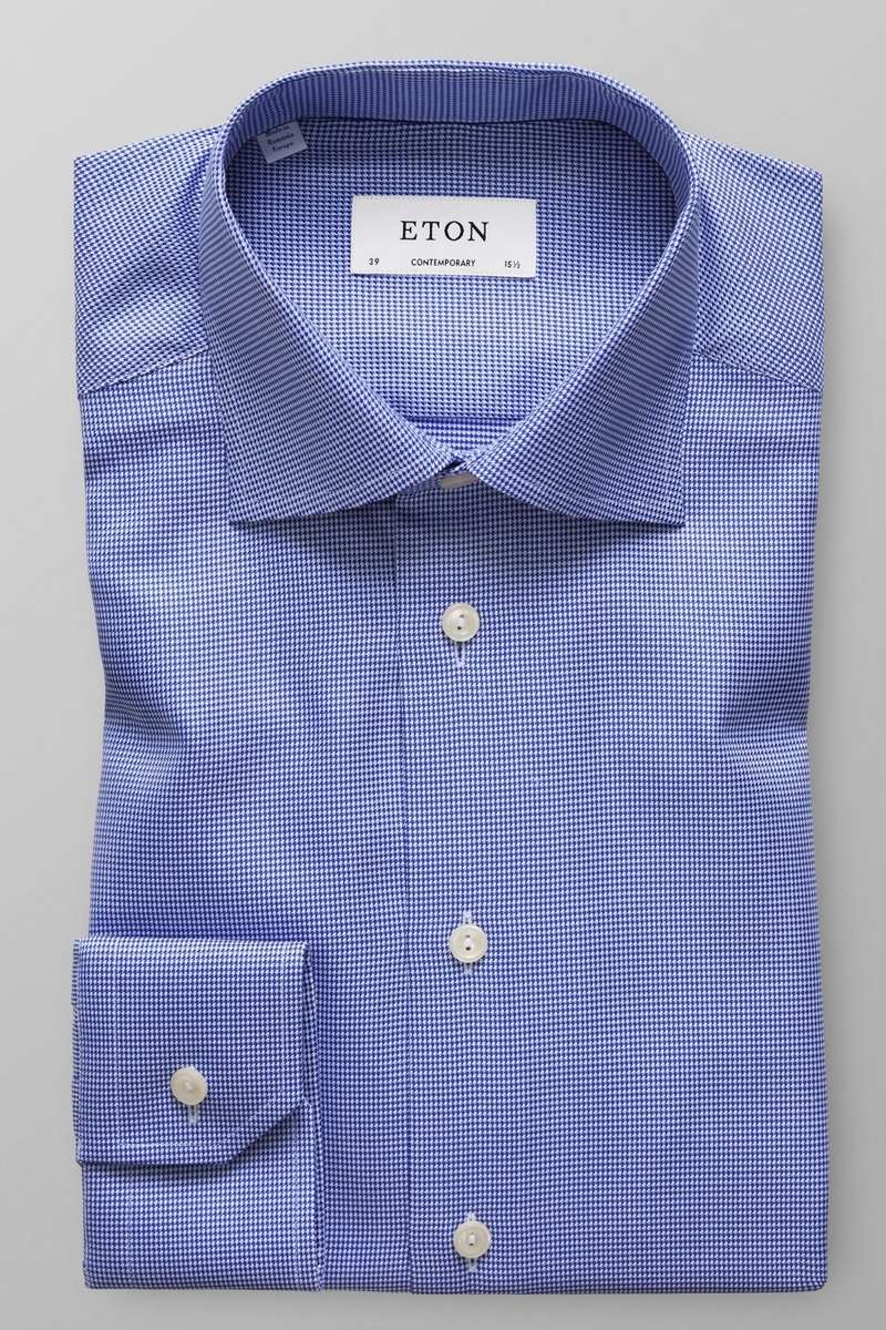 eton contemporary fit hemd , strukturiert blau/weiss uomo