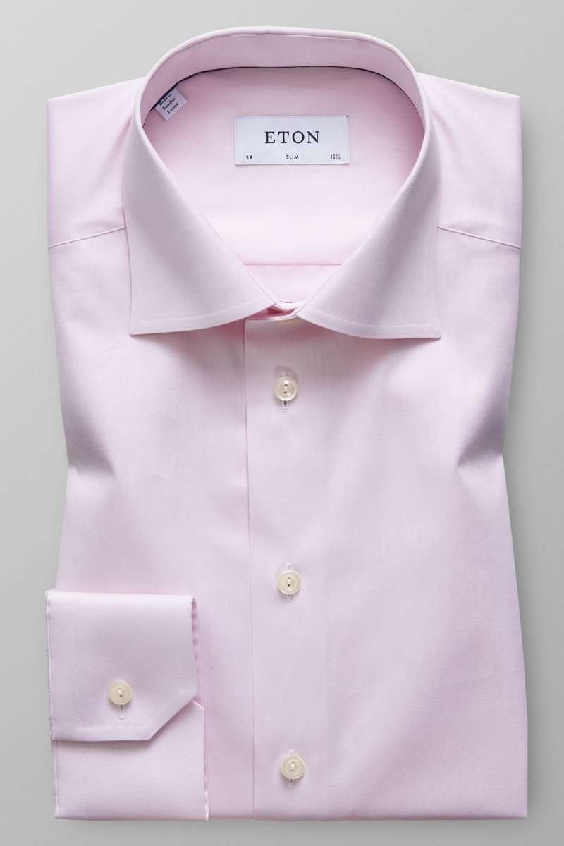 eton slim fit hemd , einfarbig rosa uomo