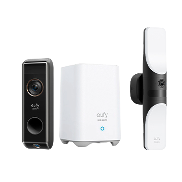 Eufy Video Doorbell S330 + Wired Wall Light Cam S100 White - White