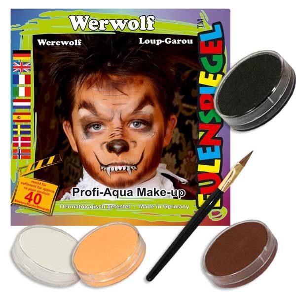 eulenspiegel kinderschmink-set werwolf, mit 4 farben, pinsel und anleitung