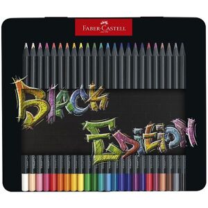 Faber-castell Black Edition Colour Pencils - Tin Of 24 - New