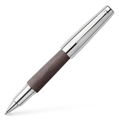 Faber-castell E-motion Rollerball Pen - Black Wood And Chrome - New