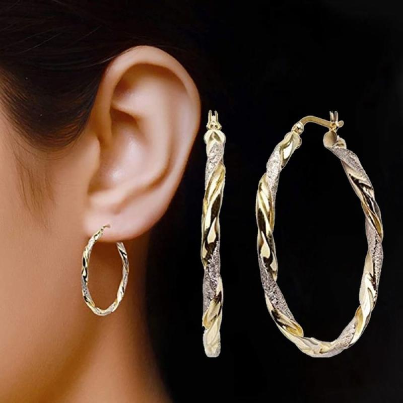 fashion accessories crystal jewelry mode-spiral-kreis-ohrringe, einfache groÃŸe kreis-goldfarben-schleifen-ohrringe