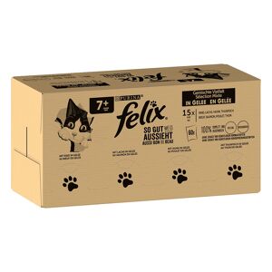 Felix 7+ Senior Katzenfutter Nass Fisch, Fleisch & Geflügel In Gelee Mix 120x85g