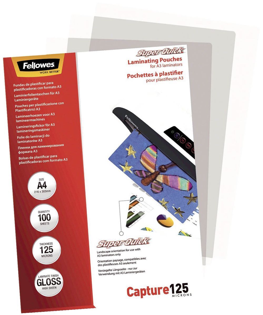 Fellowes 5440101 Superquick A4 Glossy 125 Micron Laminating Pouch ~e~