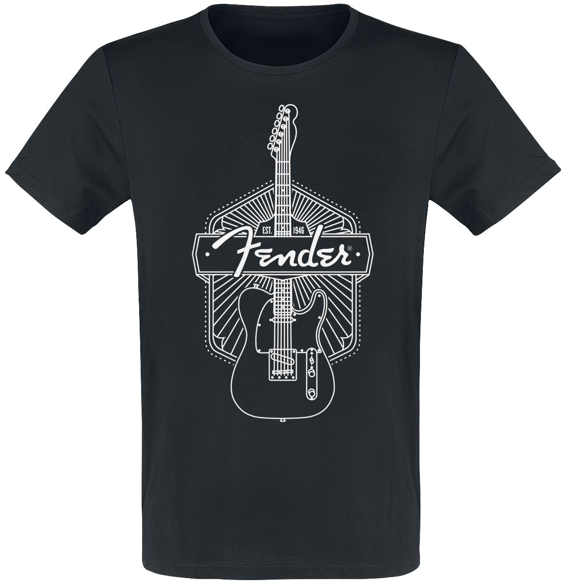 fender t-shirt - monoline guitar - l bis xl - fÃ¼r mÃ¤nner - grÃ¶ÃŸe xl - - lizenziertes merchandise! schwarz