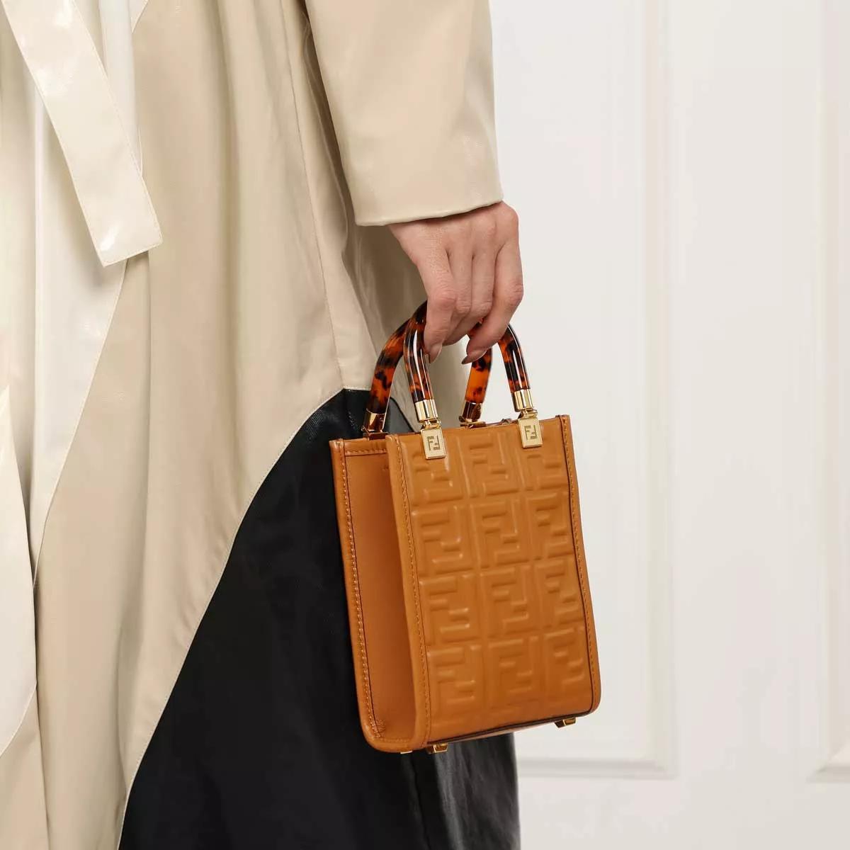 fendi satchel bag - sunshine mini shopping bag ff - gr. unisize - in - fÃ¼r damen braun donna