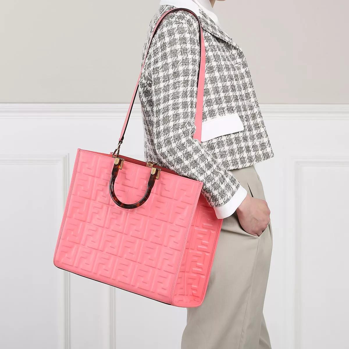fendi tote - sunshine embossed leather tote bag - gr. unisize - in rosa - fÃ¼r damen pink donna