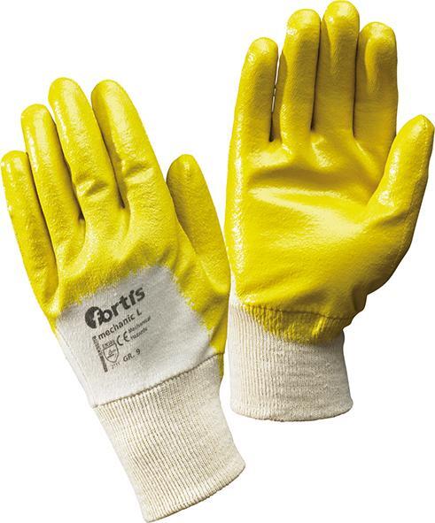 fortis handschuh mechanic l, nitril, leicht, gr.7, gelb,