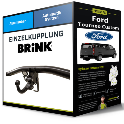 Für Ford Transit/tourneo Custom Ab 16 Brink Anhängerkupplung Abnehmbar Mit 13pol