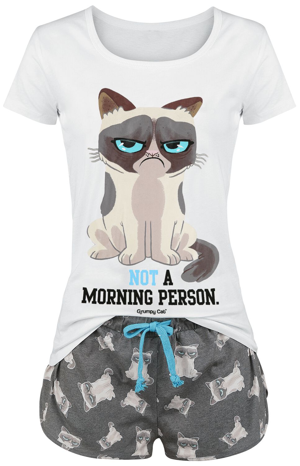 Grumpy Cat Not A Morning Person! Frauen Schlafanzug Grau/weiß