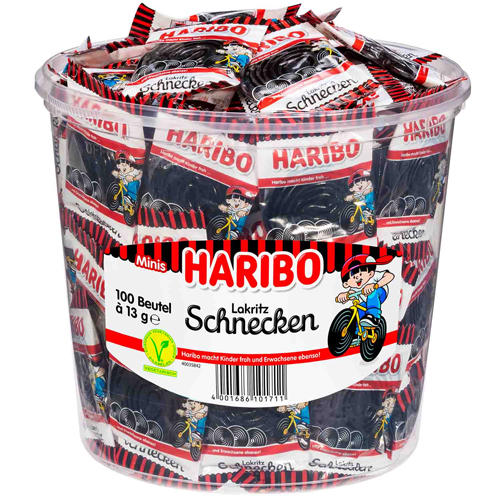 Haribo - Lakritz Schnecken - 6x 100 Minibeutel