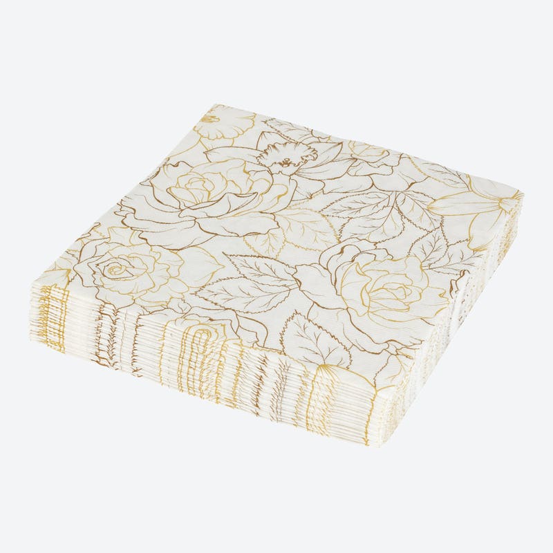 harmony servietten mit goldfarbenem muster, ca. 38x38cm, 20er-pack white