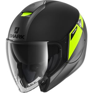 Helm Helmet Motorrad Jet Shark Citycruiser Karonn Schwarz Gelb Fluo Matt Sz-xs