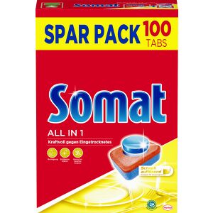 Henkel Ag & Co. Kgaa Somat Spülmaschinentabs All In 1, Phosphatfreie Und Kraftvolle Geschirrspültabs, 1 Spar Pack = 100 Tabs