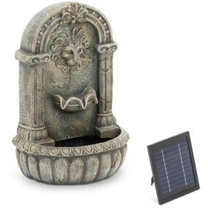 hillvert solar gartenbrunnen - speiender löwenkopf an verziertem becken - led-beleuchtung