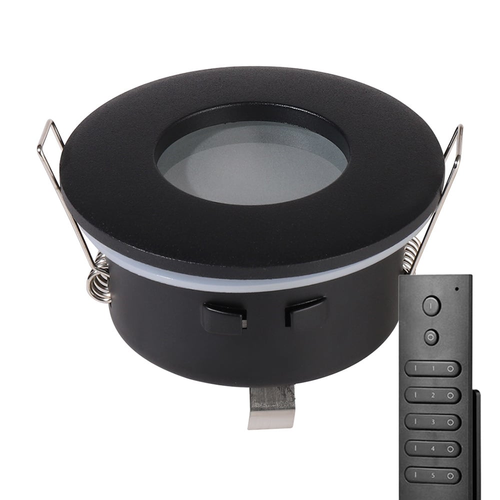 hoftronic™ - komplettset 20 stück dimmbare led einbaustrahler porto 5 watt spot ip44 schwarz inkl. fernbedienung, weiß