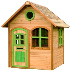 Holz-kinder-spielhaus Gartenspielhaus Mit Tür & Fenster Spielhaus In Braun/grün