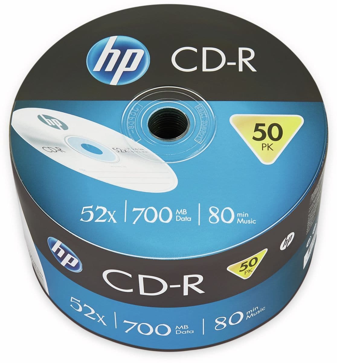 hp cd-r 80min, 700mb, 52x, bulk pack, 50 cds, surface silver