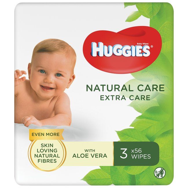huggies natural care baby feuchttÃ¼cher - 3 x 56 stÃ¼cks - extra care