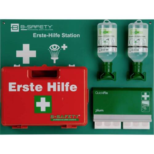 Kaiserkraft Erste-hilfe-station, Standard No. 1, Inkl. Augenspülflaschen-wandbox, Pflaster, Erste-hilfe-koffer