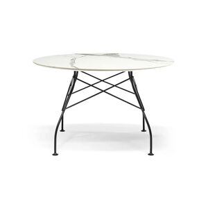 Kartell Glossy Marble Tisch Rund Schwarz Lackiert / Marmoroptik Weiß