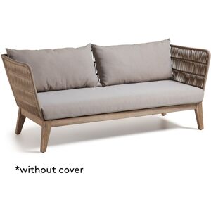 kave home belleny 3-sitzer-sofa aus seil in und massivem akazienholz fsc 100%; 176x80x70 cm (bxtxh); /natur/grau beige