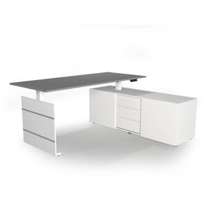 Kerkmann Move 3 180x80 Schreibtisch Elektrisch Höhenverstellbar - Winkelschreibtisch Weiß/graphit