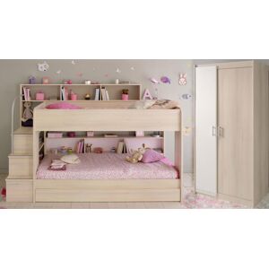 Kinderzimmer Bibop Parisot Bett + 2-trg Kleiderschrank + Regale + Podest-leiter