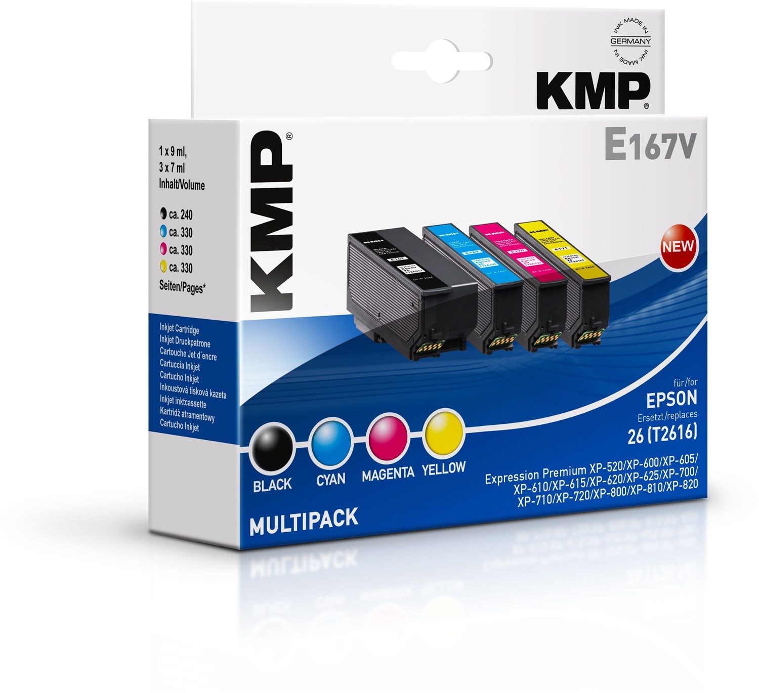 Kmp Multipack E167v Schwarz, Cyan, Magenta, Gelb Tintenpatronen Ersetzen Epson E