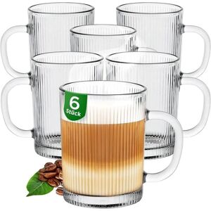 Konzept Latte-macchiato-glas Mit Henkel, 6er Set, Große Gerippte Tringkläser, 35...