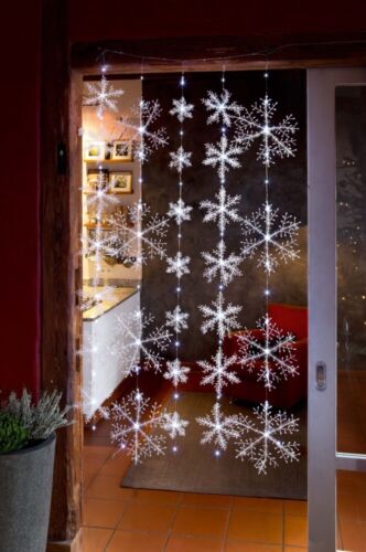 Led Vorhang Lichterkette Winter Deko Motiv Schneeflocken 75 Led Outdoor Fenster