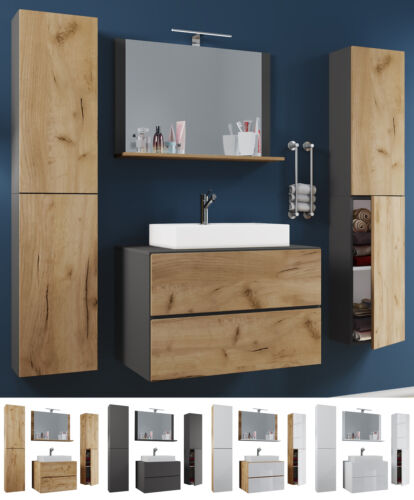 Lendasxl Bad Set Waschbecken Unterschrank Wandspiegel Badezimmer Waschtisch