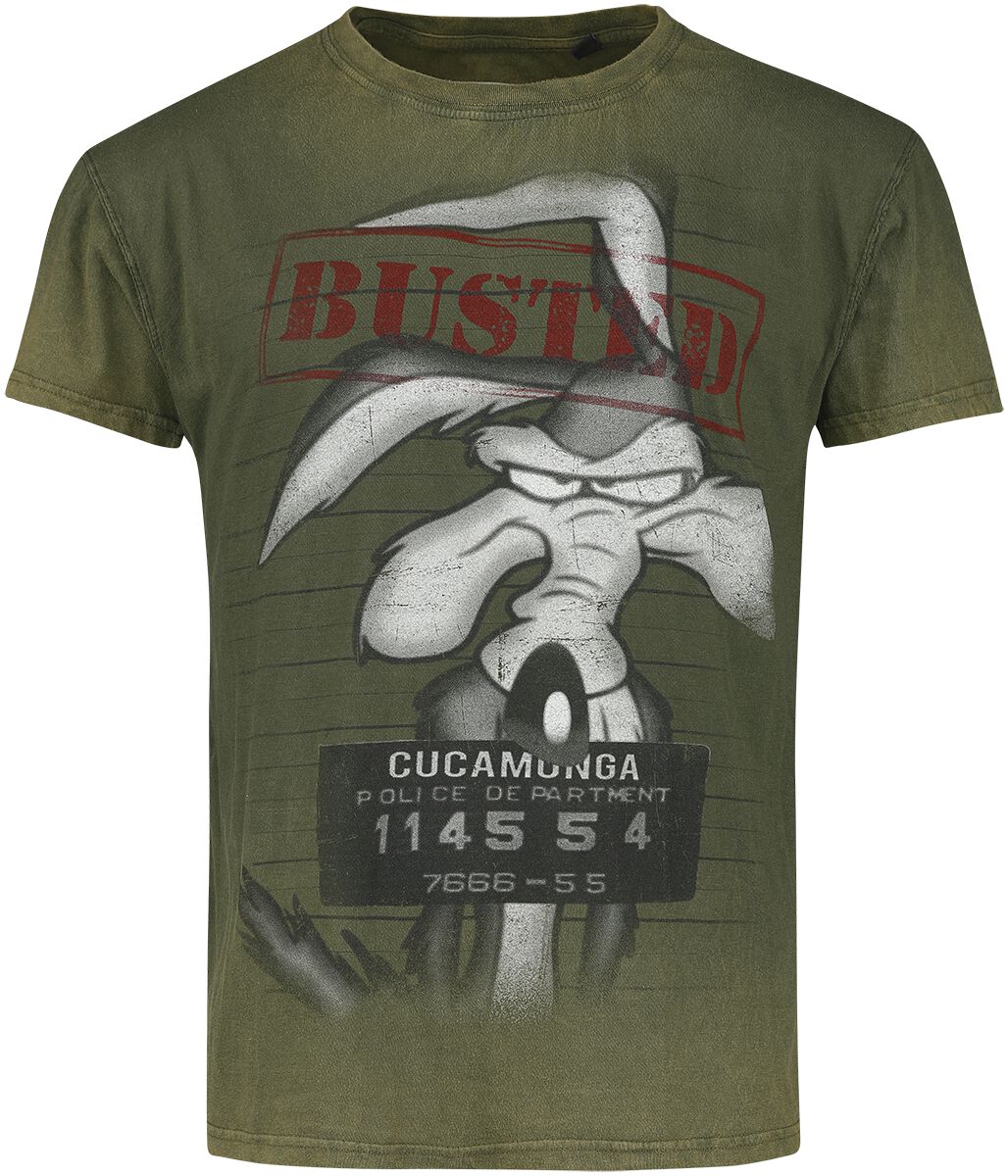 looney tunes t-shirt - wile e. coyote - wanted - s bis xxl - fÃ¼r mÃ¤nner - grÃ¶ÃŸe s - - emp exklusives merchandise! grÃ¼n