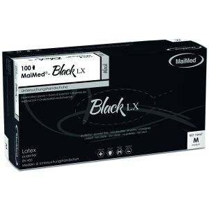 Maimed Gmbh Maimed® - Black Lx Einmalhandschuhe Latex, Schwarz, Ungepudert, 1 Packung = 100 Stück, Größe S