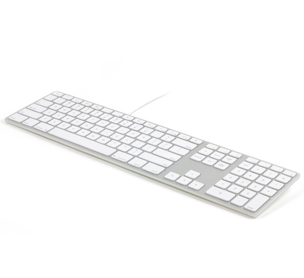 matias kabelgebundene tastatur qwertz mit nummernblock silber, weiß
