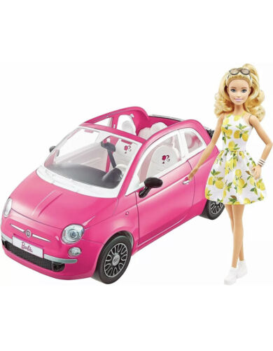 Mattel Barbie Puppe E Fiat 500 Gxr57