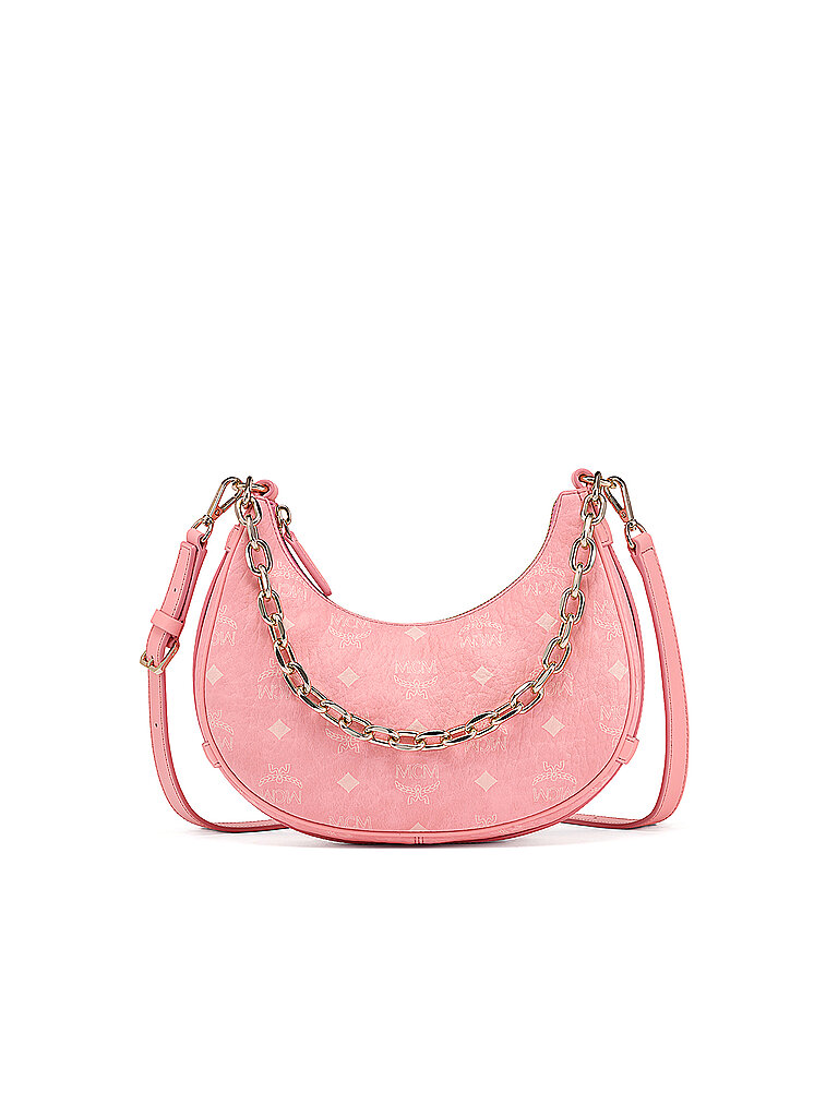 mcm ledertasche - hobo bag aren small rosa donna