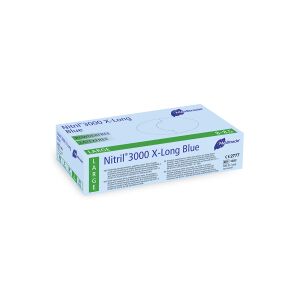 Meditrade Gmbh Meditrade Nitril® 3000 X-long Blue Untersuchungshandschuh, Einmalhandschuhe - Puderfrei, Unsteril, Extralang, 1 Packung = 100 Stück, Größe L