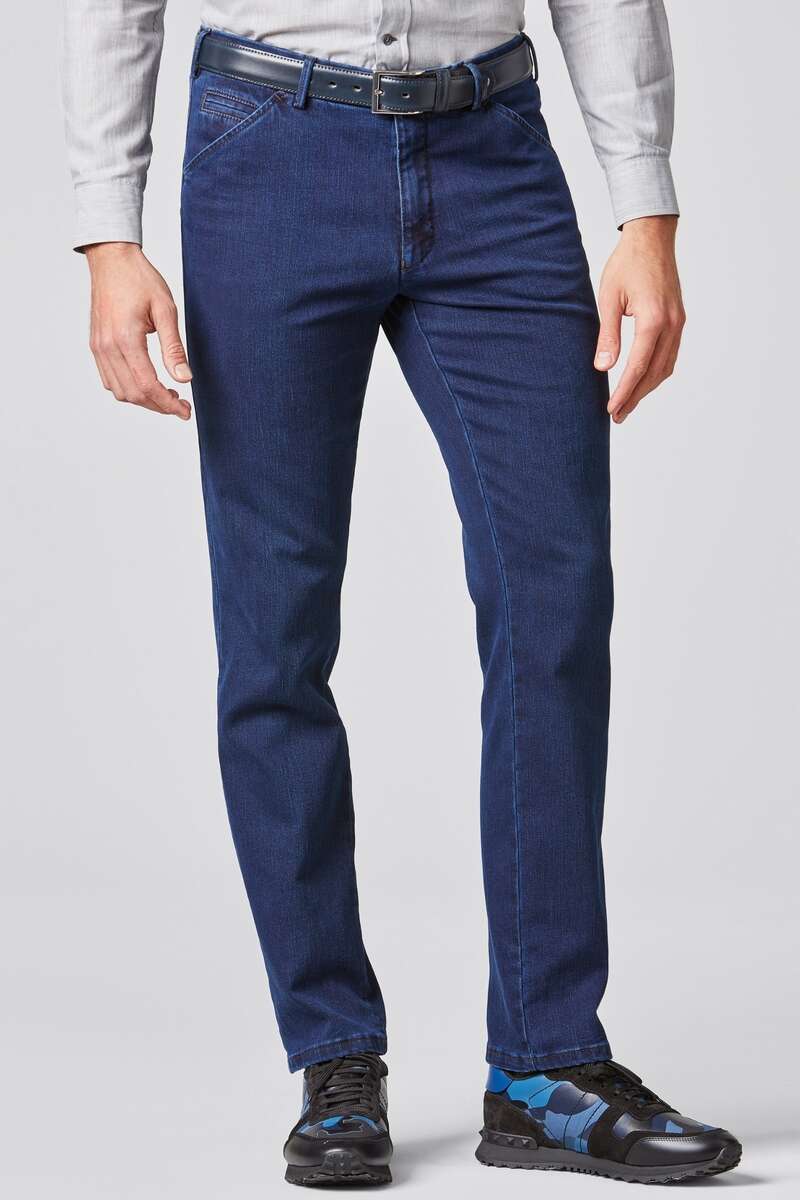meyer modern fit jeans , einfarbig dunkelblau uomo