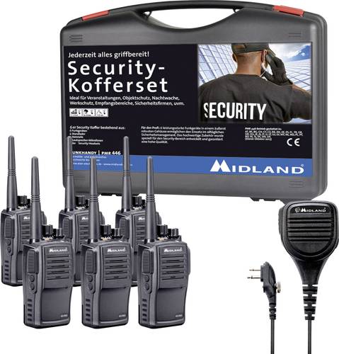 midland g15 pro pmr 6er security inkl. ma 25-m c1127.s5 pmr-handfunkgerÃ¤t 6er set
