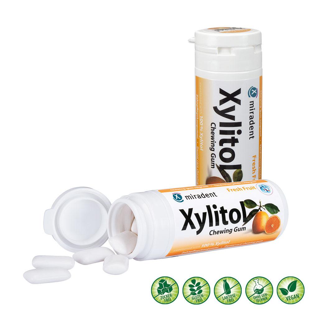 Miradent Xylitol Chewing Gum Kaugummis 30 Stück Fresh Fruit, 12er Pack (12 X30)