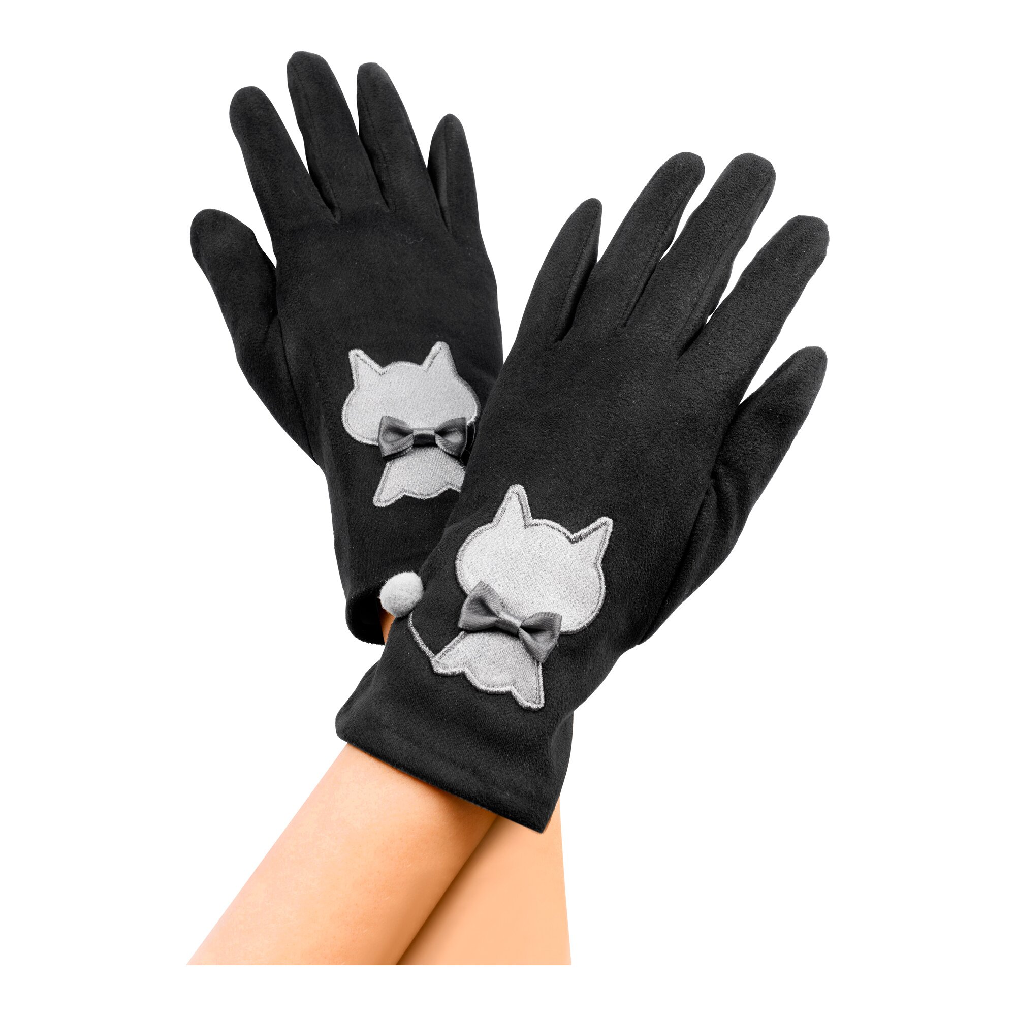 moderne hausfrau handschuhe â€žpretty catâ€œ schwarz