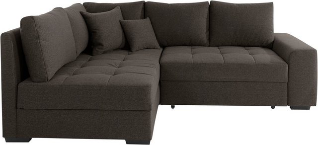 mr. couch ecksofa quebec l-form, bettfunktion, 2 bettkÃ¤sten, wahlweise kaltschaum (140kg belastung) braun