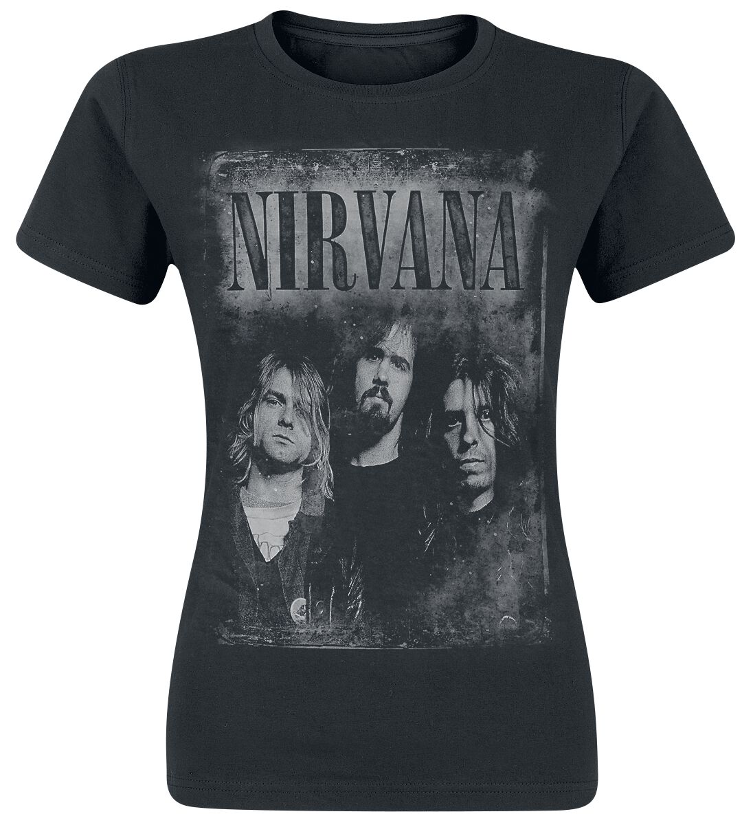 nirvana t-shirt - faded faces - s bis xl - fÃ¼r damen - grÃ¶ÃŸe xl - - lizenziertes merchandise! schwarz donna