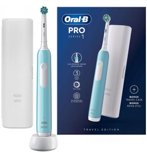 Oral-b Pro 1 Elektrische Zahnbürste Cross Action Caribbean Blue+reiseetui