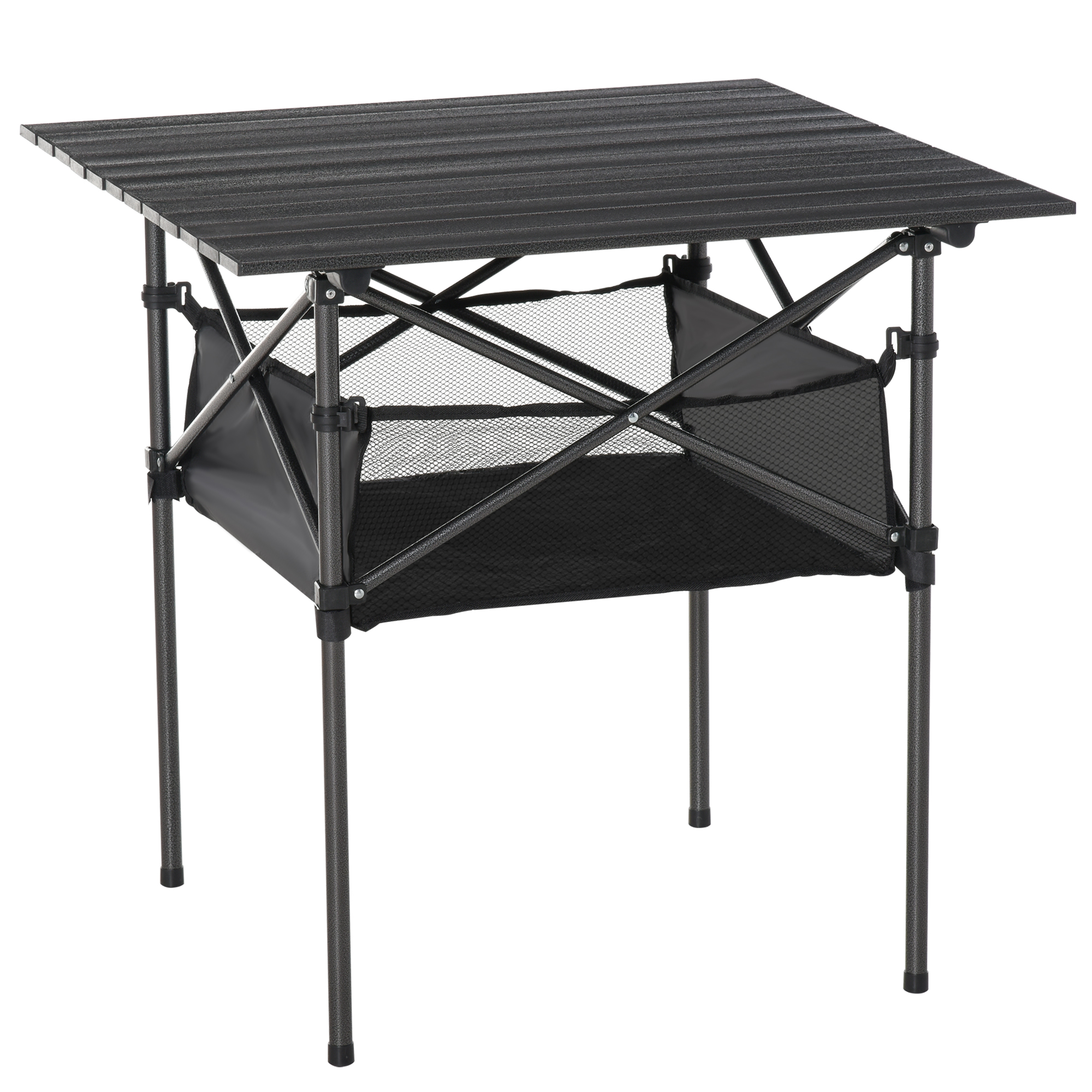 outsunny campingtisch falttisch klapptisch picknicktisch fÃ¼r camping faltbar tragbar leichtbau mit netztasche aluminium schwarz 70 x 70 x 69 cm kohlegrau