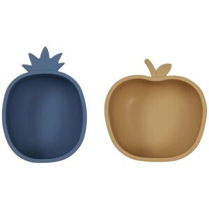 Oyoy Snackschalen - 2er-pack - Silikon - Pineapple & Apple - Blu - Oyoy - One Size - Schüsseln