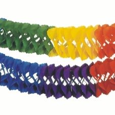 papstar papiergirlande regenbogen 6m x 16cm, bunte 3d-girlande als deko